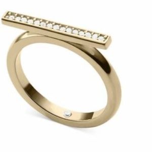Michael Kors Gold Tone Size 8 Ring Pave Bar NWT